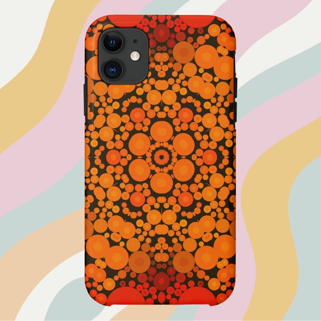 Funda De Case-Mate Para iPhone Naranja de flores Dot Mandala y negro (Subido por el creador)