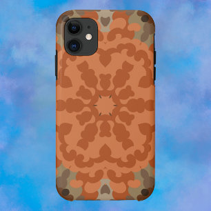 Funda Para iPhone 11 Naranja de flores Retro Mandala y Tan