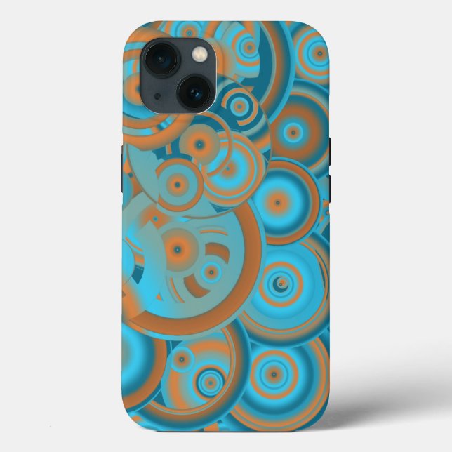 Funda De Case-Mate Para iPhone Naranja de gradiente Círculo Concéntrico Turquesa  (Reverso )