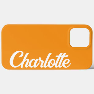 Funda Para iPhone 13 Pro Max Naranja de Monograma Clásico Elegante Personalizad