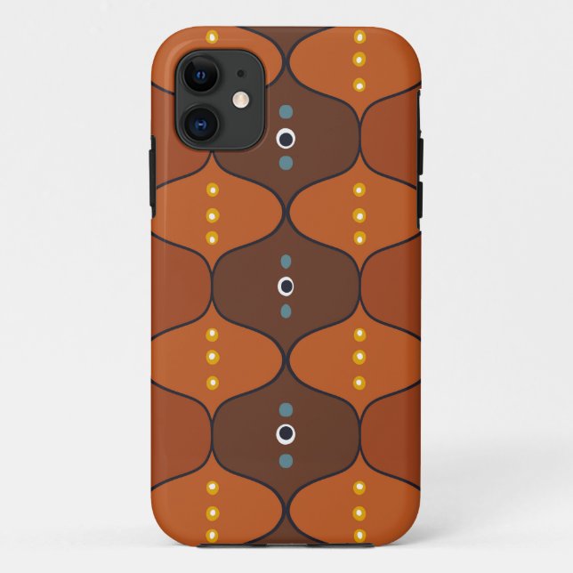 Funda De Case-Mate Para iPhone Naranja de ondas retro (Reverso)