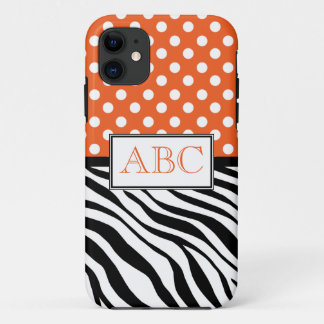 Naranja de puntos de Polka y Funda de iPhone de im