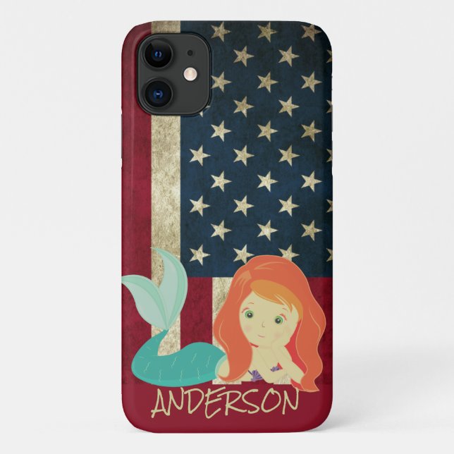 Funda De Case-Mate Para iPhone Naranja de sirena norteamericana personalizada (Reverso)