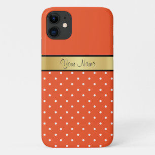 Funda Para iPhone 11 Naranja de Tango Tangerino Vibrante y puntos blanc