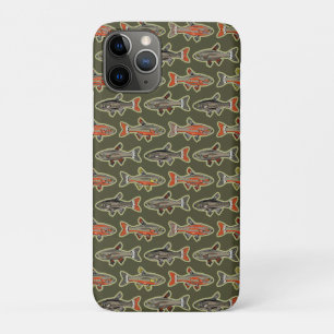 Funda Para iPhone 11 Pro Naranja de trucha de rollo pesquero, gris, verde -