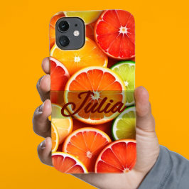 Funda Para iPhone 13 Naranja de verano Citrus Nombre personalizado eleg