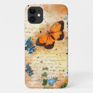 Funda Para iPhone 11 Naranja de Vintage Butterfly Ephemera