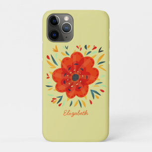 Funda Para iPhone 11 Pro Naranja decorativo Nombre botánico abstracto