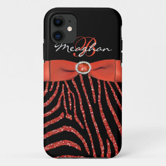 Funda Para iPhone 11 Naranja del monograma, caja negra del iPhone 5 de