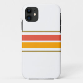 Funda Para iPhone 11 Naranja deportivo audaz franjas de Carreras blanca