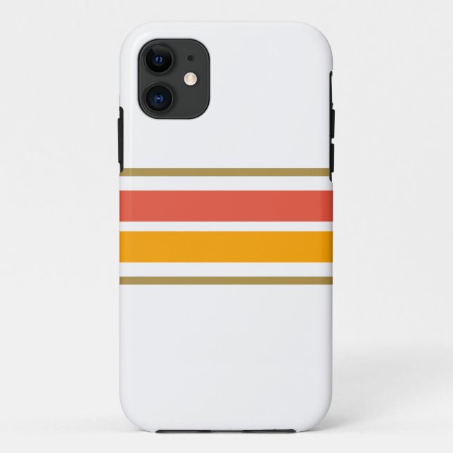 Funda De Case-Mate Para iPhone Naranja deportivo audaz franjas de Carreras blanca (Reverso)