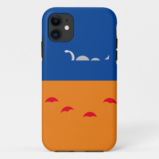 Funda De Case-Mate Para iPhone Naranja divertido Deep Blue Sea Serpent Beach Umbr (Reverso)
