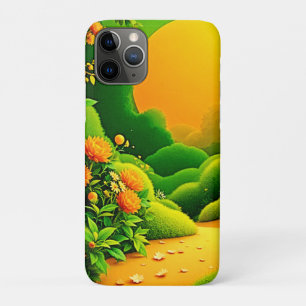 Funda Para iPhone 11 Pro Naranja exuberante Arte Jardín