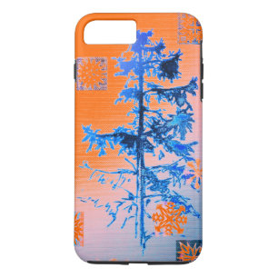 Funda Para iPhone 8 Plus/7 Plus Naranja Fir Tree & Snowflakes