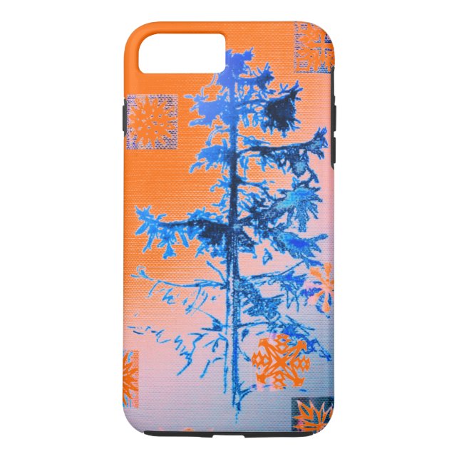 Funda De Case-Mate Para iPhone Naranja Fir Tree & Snowflakes (Reverso)