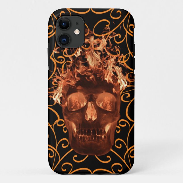 Funda De Case-Mate Para iPhone Naranja Flame Skull iPhone 5G Funda (Reverso)