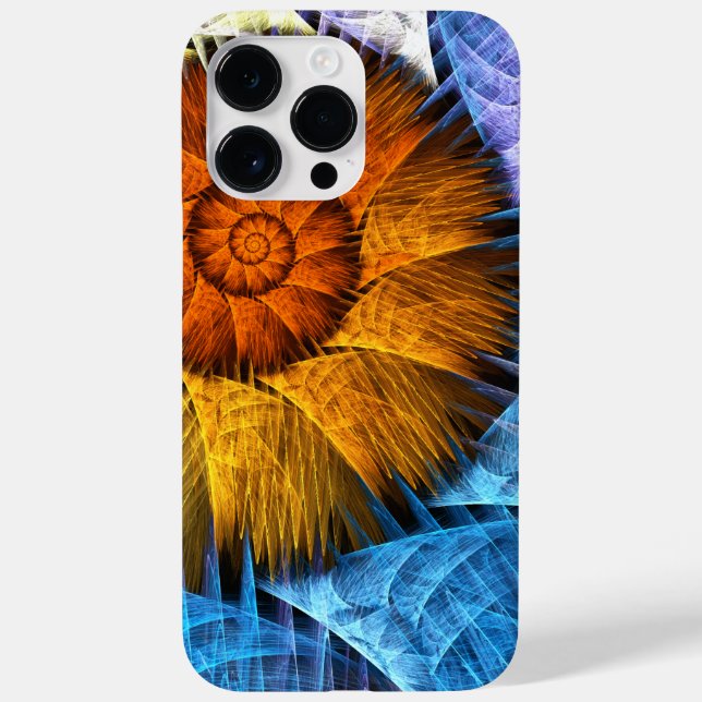 Funda De Case-Mate Para iPhone Naranja floral Azul amarillo abstracto arte (Reverso)