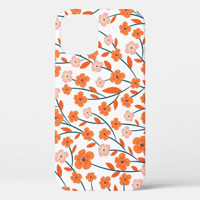Funda De Case-Mate Para iPhone Naranja floral Pastel blanco sin soldadura (Reverso )