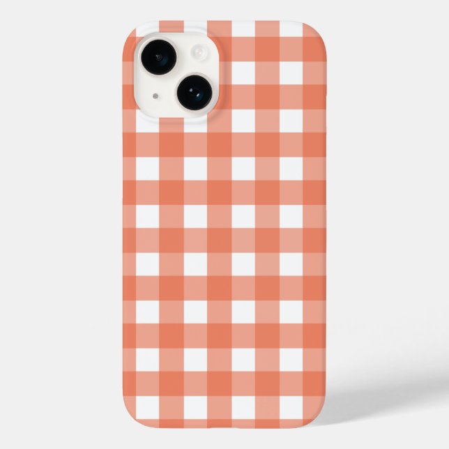 Funda De Case-Mate Para iPhone Naranja gingham (Reverso )