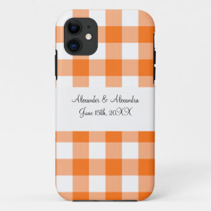Funda Para iPhone 11 Naranja gingham patrón favores de boda