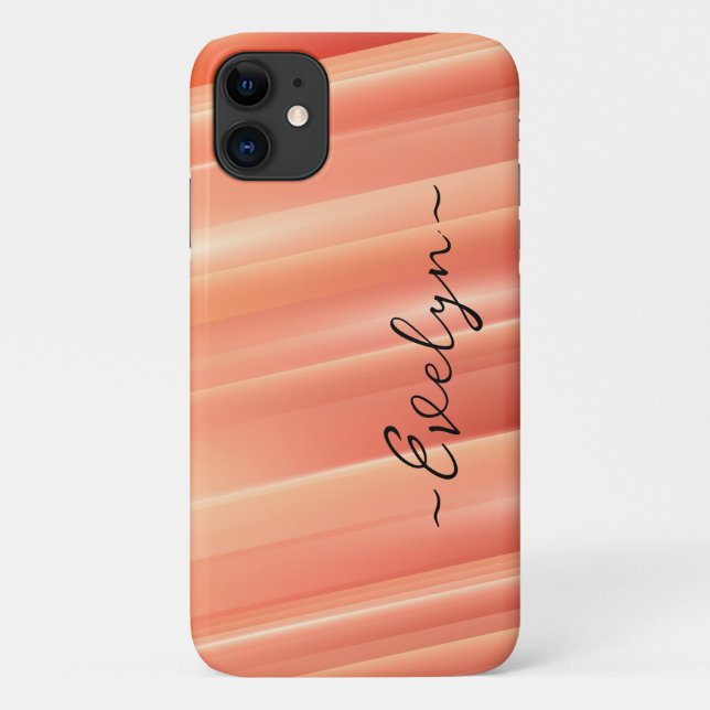 Funda De Case-Mate Para iPhone Naranja gradiente líneas dinámicas Nombre elegante (Reverso)