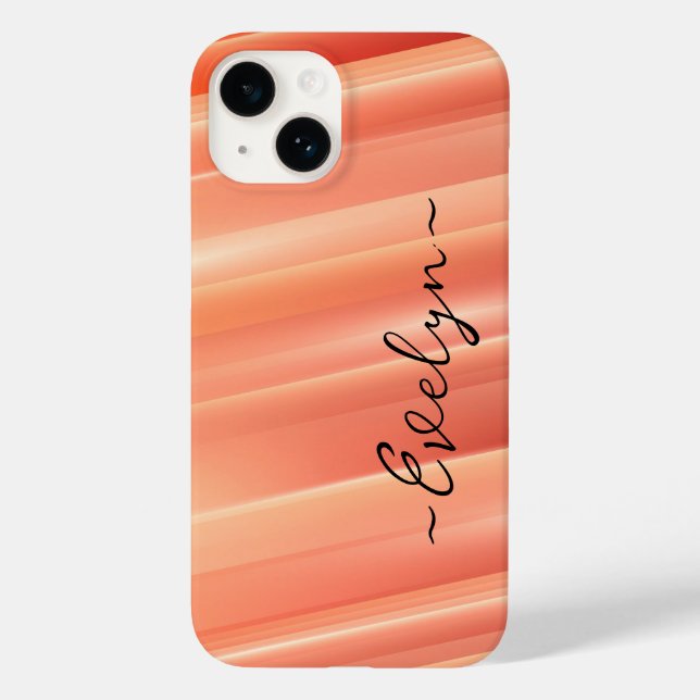 Funda De Case-Mate Para iPhone Naranja gradiente líneas dinámicas Nombre elegante (Reverso )