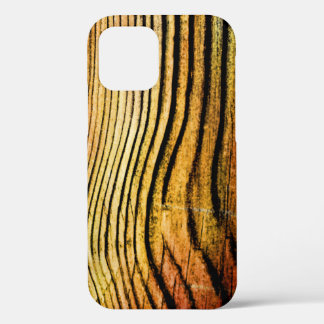 Funda Para iPhone 12 Naranja Grunge Wood Grain
