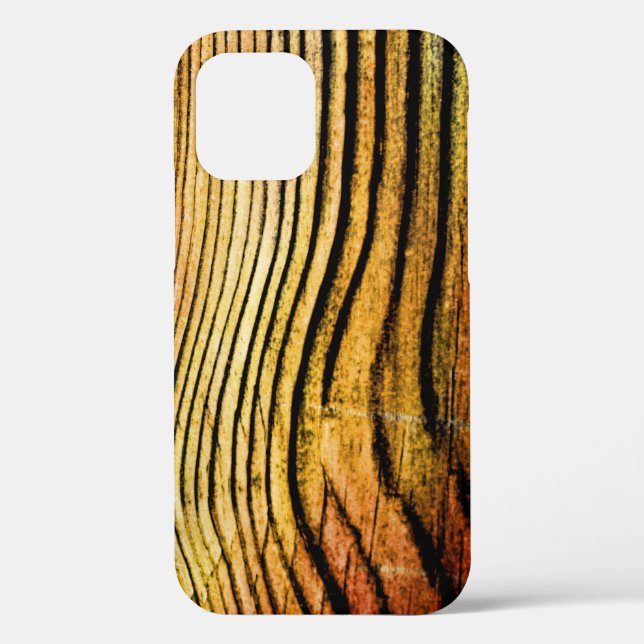 Funda De Case-Mate Para iPhone Naranja Grunge Wood Grain (Reverso )