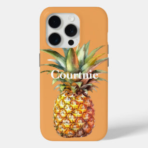Funda Para iPhone 15 Pro Naranja Happy Tropical Pineapple