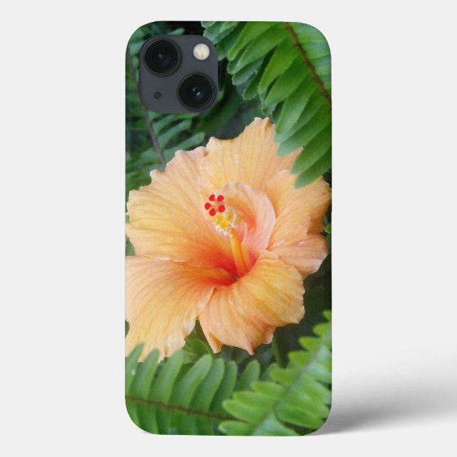 Funda De Case-Mate Para iPhone Naranja Hibiscus Flower with Fermes (Reverso)