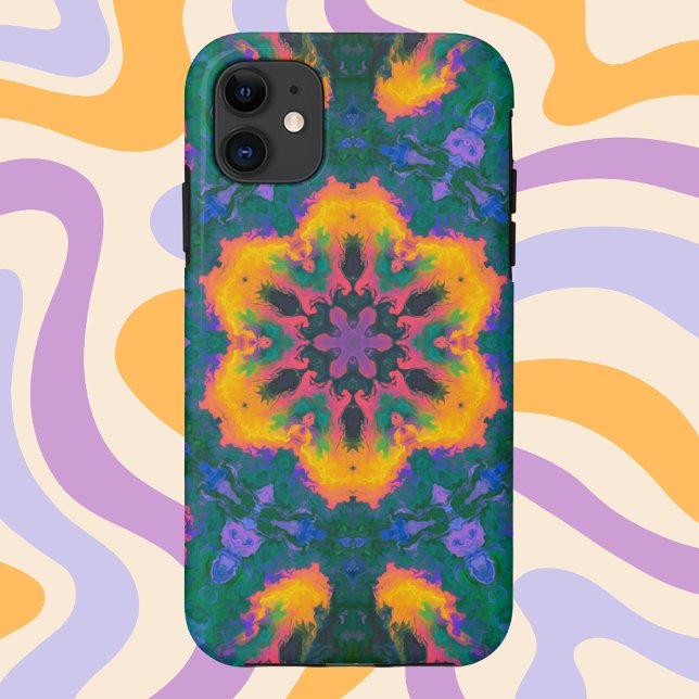 Funda De Case-Mate Para iPhone Naranja hippie psicodélico y morado (Subido por el creador)