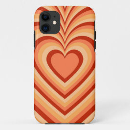 Funda Para iPhone 11 Naranja Hypnotic Heart Love Pattern