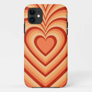 Funda Para iPhone 11 Naranja Hypnotic Heart Love Pattern