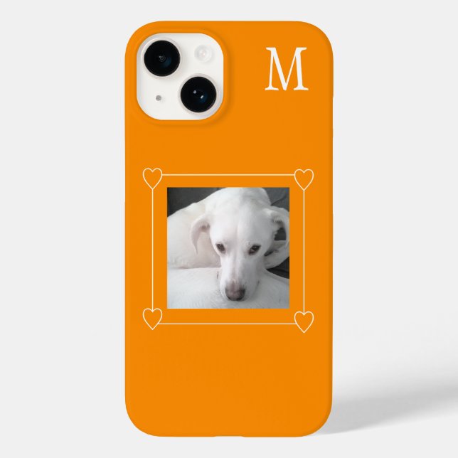 Funda De Case-Mate Para iPhone Naranja inicial de un solo perro fotográfico (Reverso )