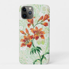 Funda Para iPhone 11 Pro Naranja Lily Flowers Estilo Vintage