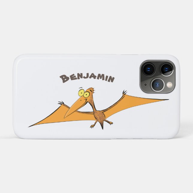 Funda De Case-Mate Para iPhone Naranja lindo y gracioso personalizado pterodáctil (Reverso (horizontal))