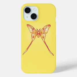 Funda Para iPhone 15 Naranja Luna Moth Art - Insectos coloridos