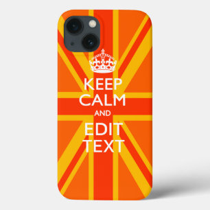 Funda Para iPhone 13 Naranja mantener la calma y tu texto sobre un gato