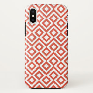 Funda Para iPhone X Naranja negrita y metrómetro geométrico blanco
