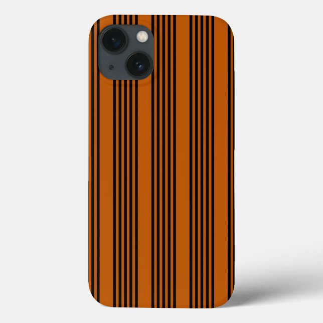 Funda De Case-Mate Para iPhone Naranja negro y quemado de cinco rayas patrón (Reverso)