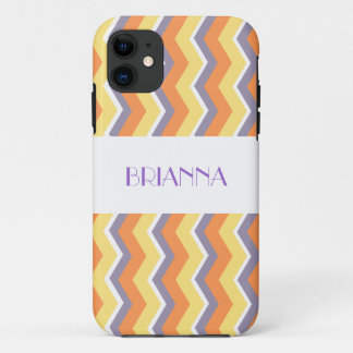 Funda Para iPhone 11 Naranja oblicuo y púrpura Chevron de Personallized