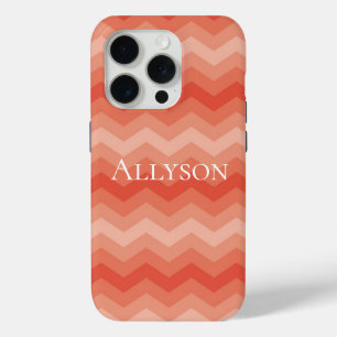 Funda Para iPhone 15 Pro Naranja Peach Chevron