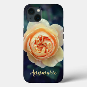 Funda Para iPhone 13 Naranja Peachy Rosa Flor de jardín personalizado