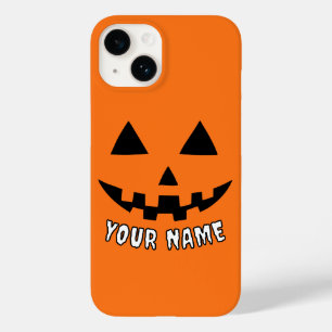 Funda Para iPhone 14 De Case-Mate Naranja personalizado Calabaza Halloween su nombre