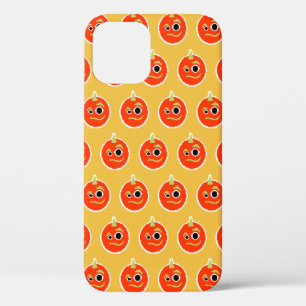 Funda Para iPhone 12 Naranja pixelado lindo monstruo cara arrojar almoh