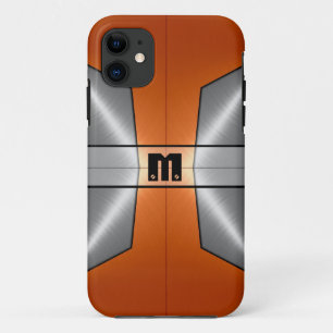 Funda Para iPhone 11 Naranja plateado Acero inoxidable brillante Metali
