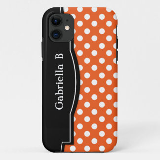 Funda Para iPhone 11 Naranja Polka Dot Black Frame iPhone 5 funda
