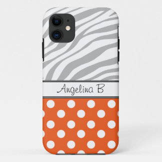 Funda Para iPhone 11 Naranja Polka Dot Light Zebra Print iPhone 5 Funda