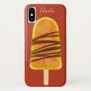 Funda Para iPhone X Naranja Popsicle nombre personalizado estuches de 