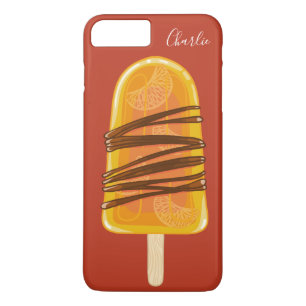Funda Para iPhone 8 Plus/7 Plus Naranja Popsicle nombre personalizado estuches de 
